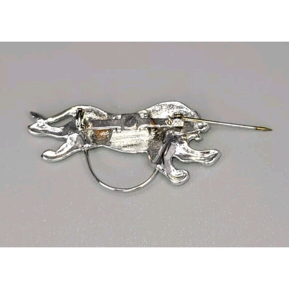 Vtg Brushed Matte Silver Tone Lion Brooch Pin Scarf Loop Classic Elegant Classy - Picture 3 of 3